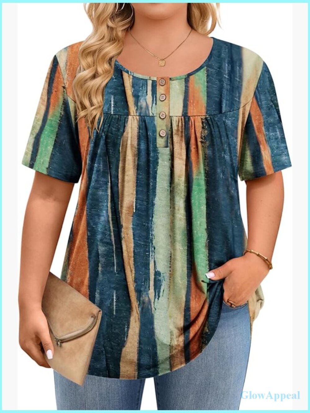 Plus Size Tunics for Women Short Sleeve Button Down Tops Dressy Casual with